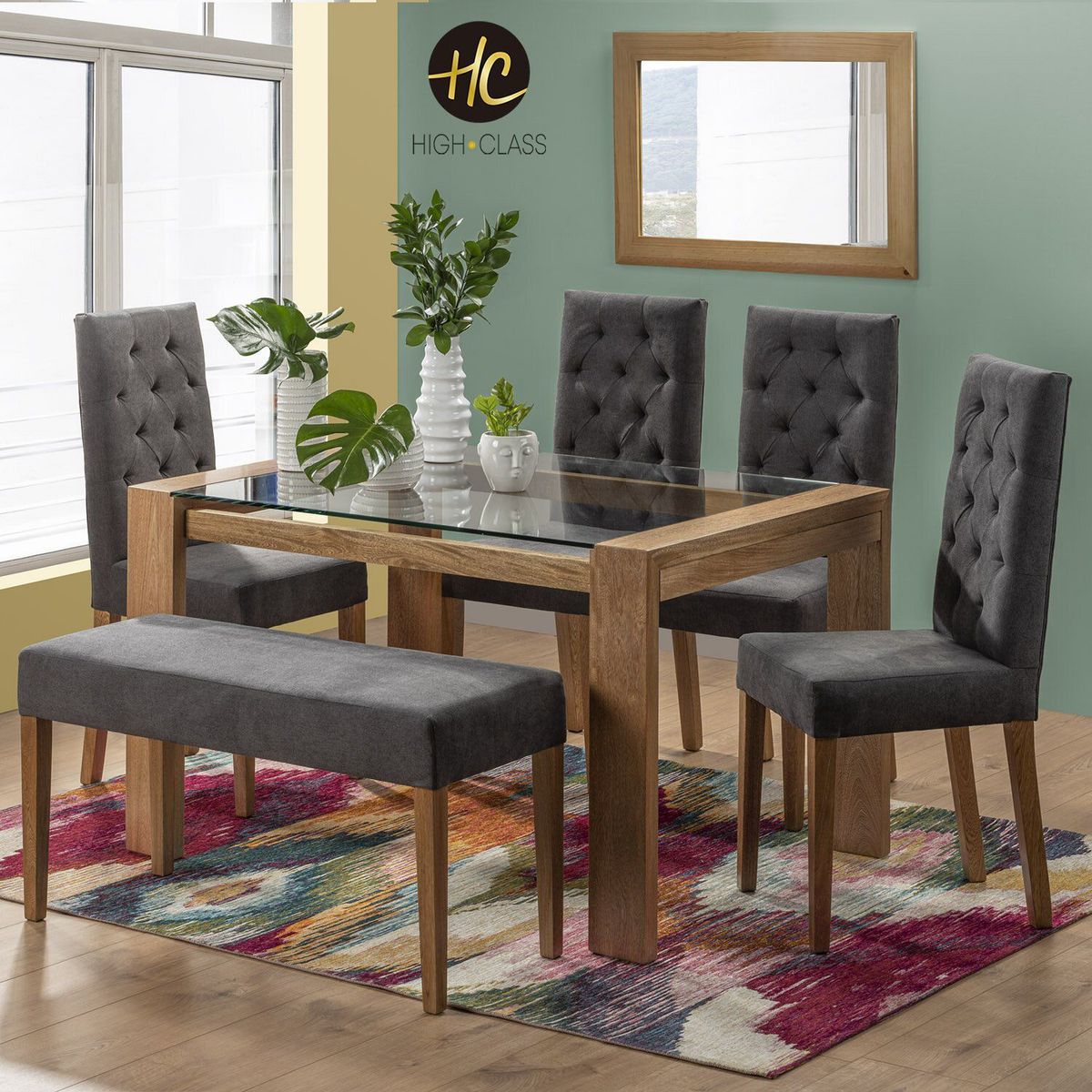 HIGH CLASS - Comedor 6 Puestos Hc Miguel Angel - Gris Oscuro