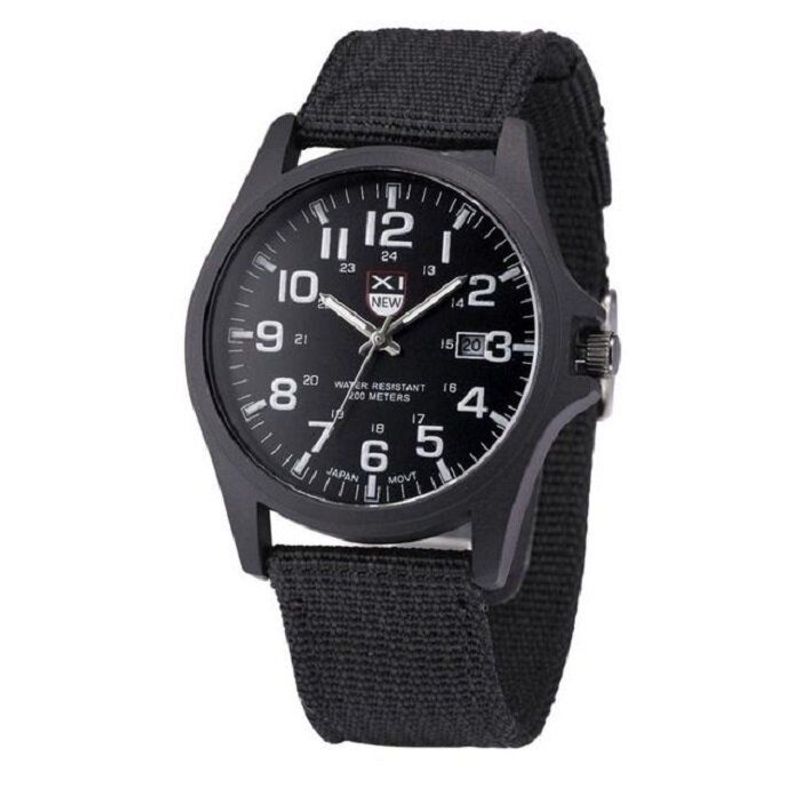 GENERICO - Reloj Analogo Militar Acero Manilla Algodon