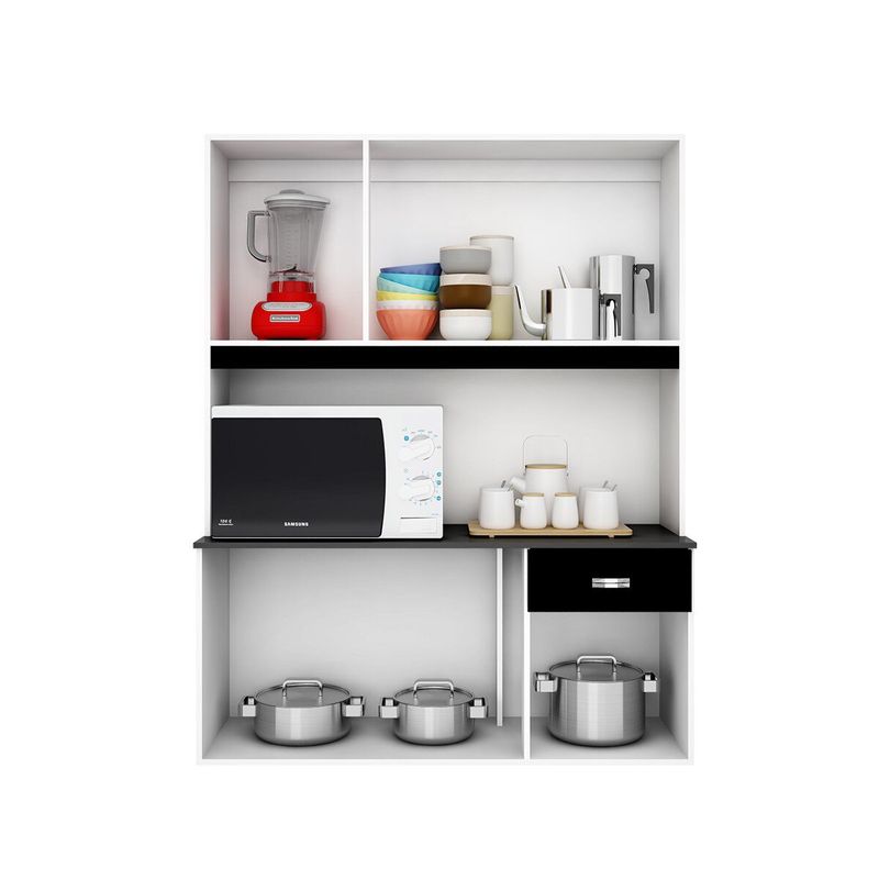 AKIVOY - Alacena Mueble Cocina Lili 6 Puertas Colo Negro