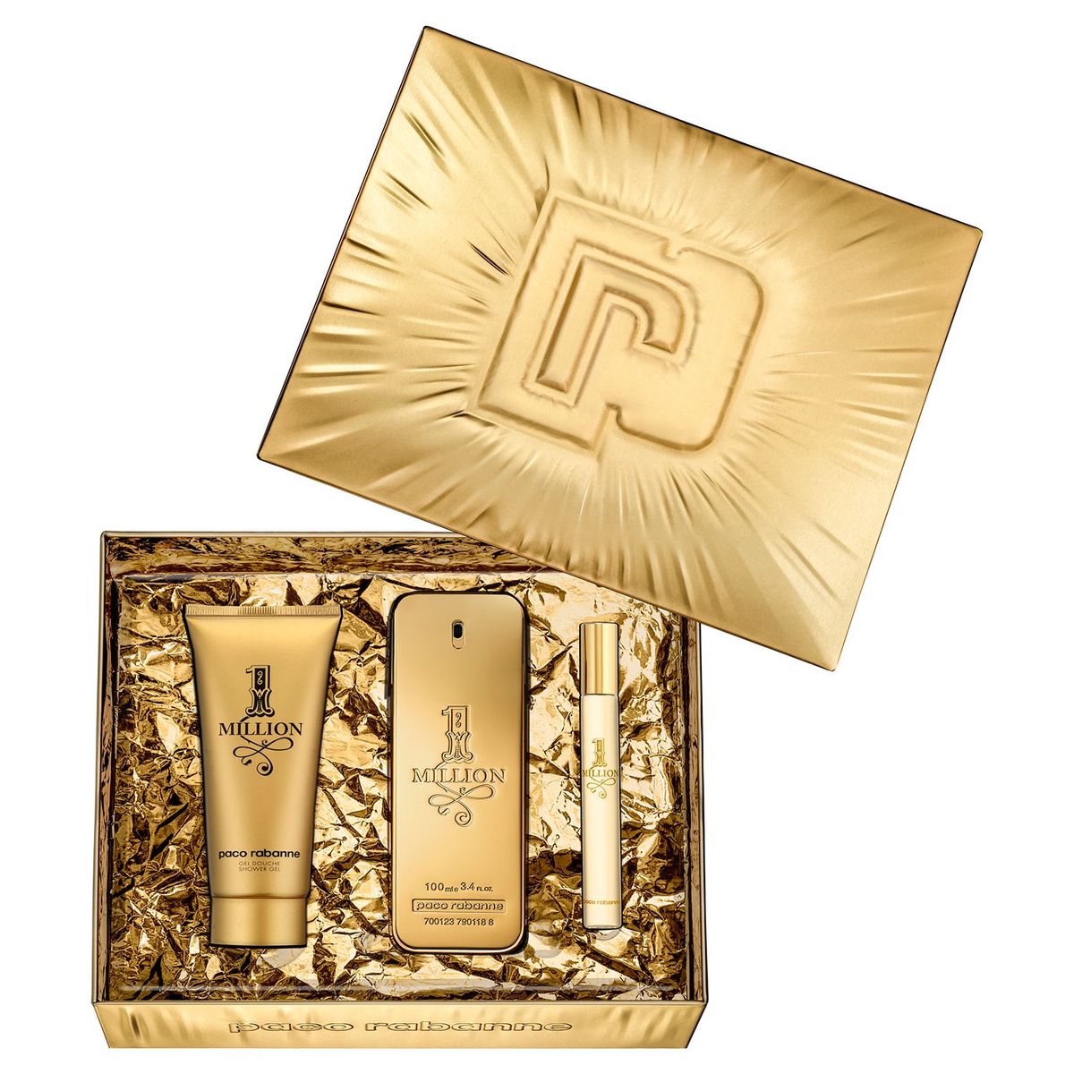 RABANNE - Set de Perfume Hombre Rabanne 1 Million 100 ml + Shower Gel 100 ml + Mega Spritzer 10 ml