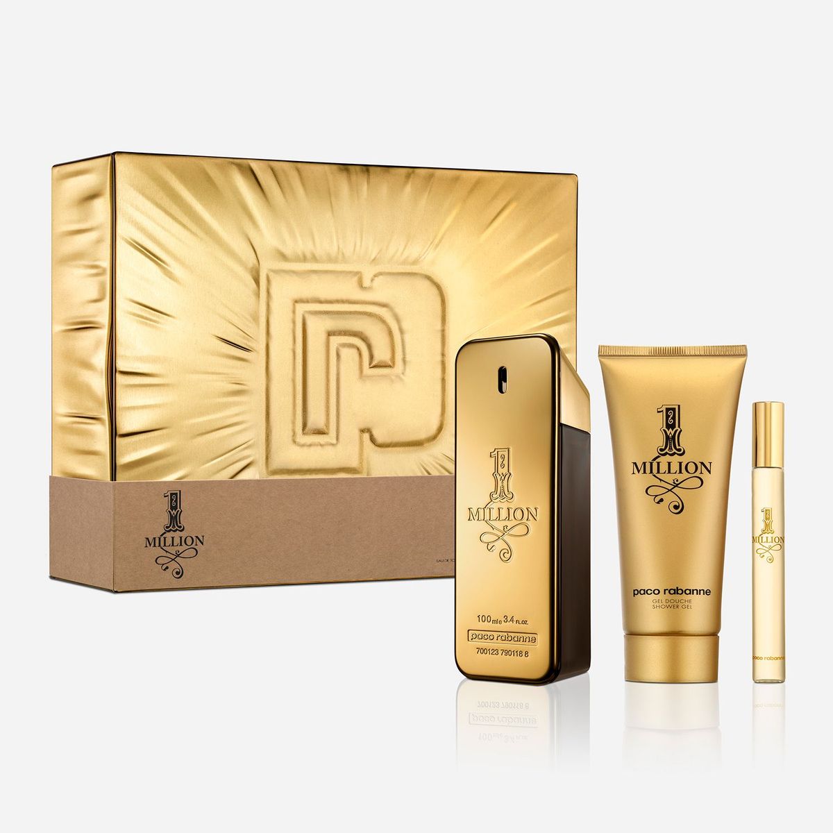 RABANNE - Set de Perfume Hombre Rabanne 1 Million 100 ml + Shower Gel 100 ml + Mega Spritzer 10 ml