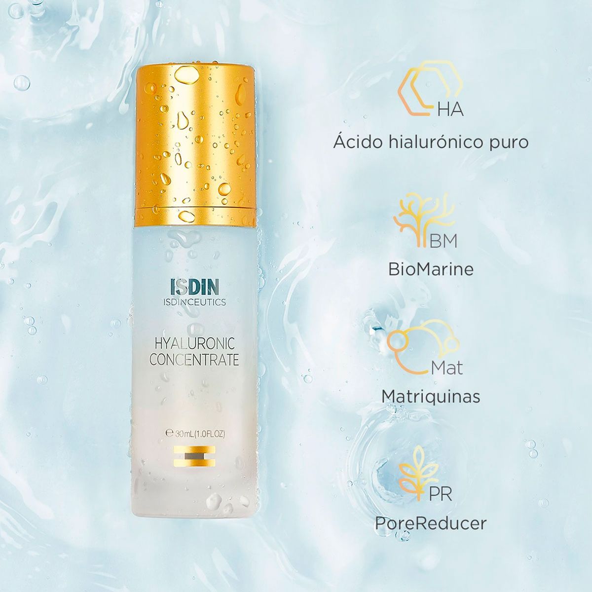 ISDIN - Hidratante Facial Isdinceutics Hyaluronic Concentrate Isdin para Todo tipo de piel 30 ml