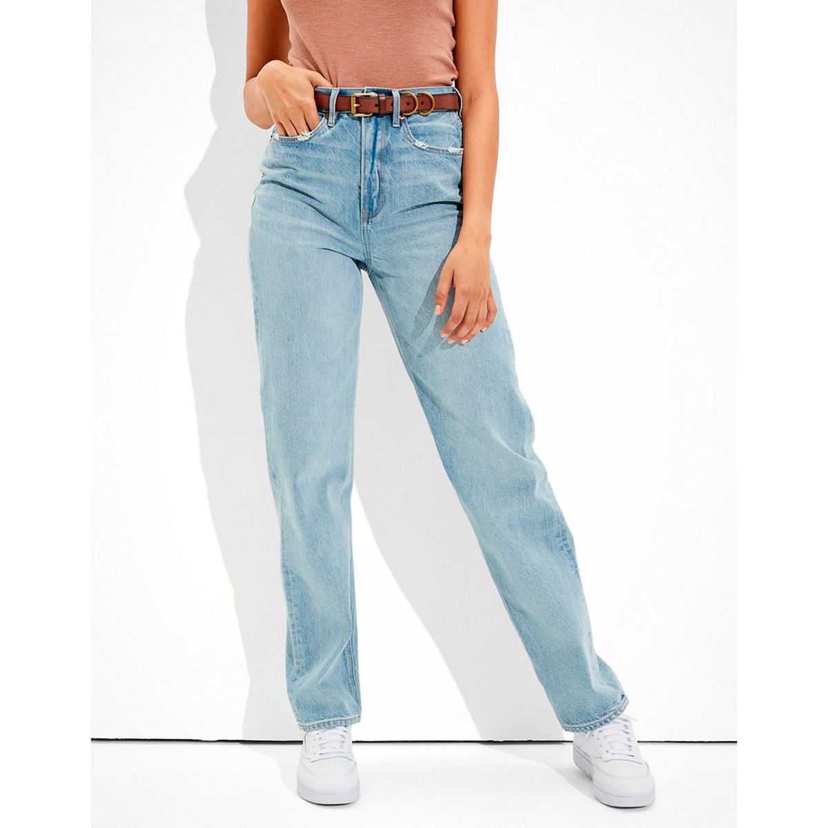 AMERICAN EAGLE - Jean Algodón Mujer Mom fit Alto American Eagle