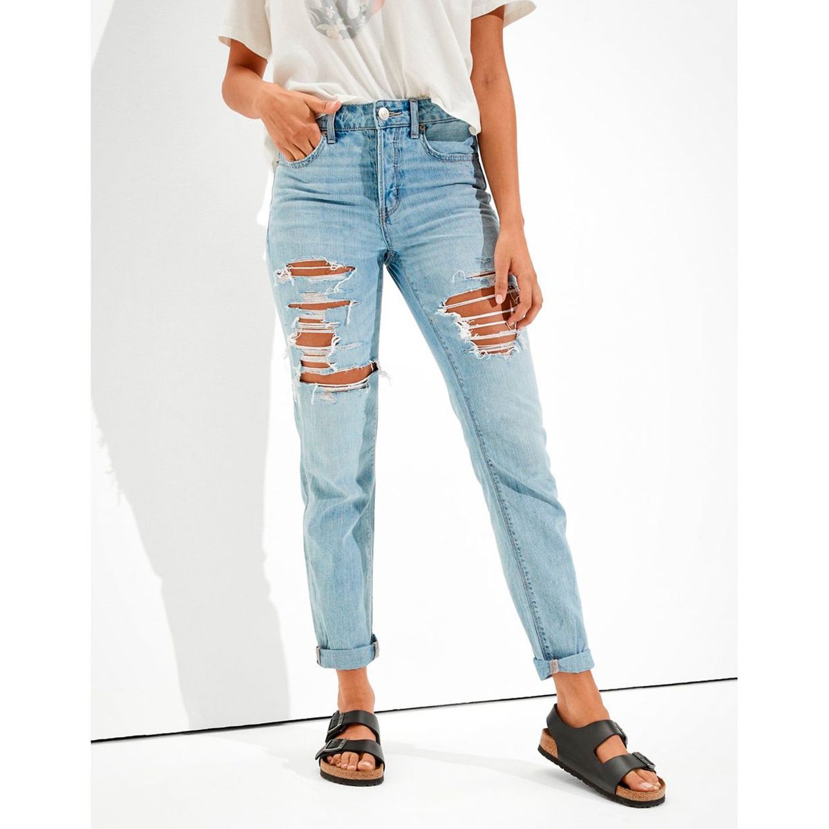 AMERICAN EAGLE - Jean Algodón Mujer Mom Fit Medio American Eagle