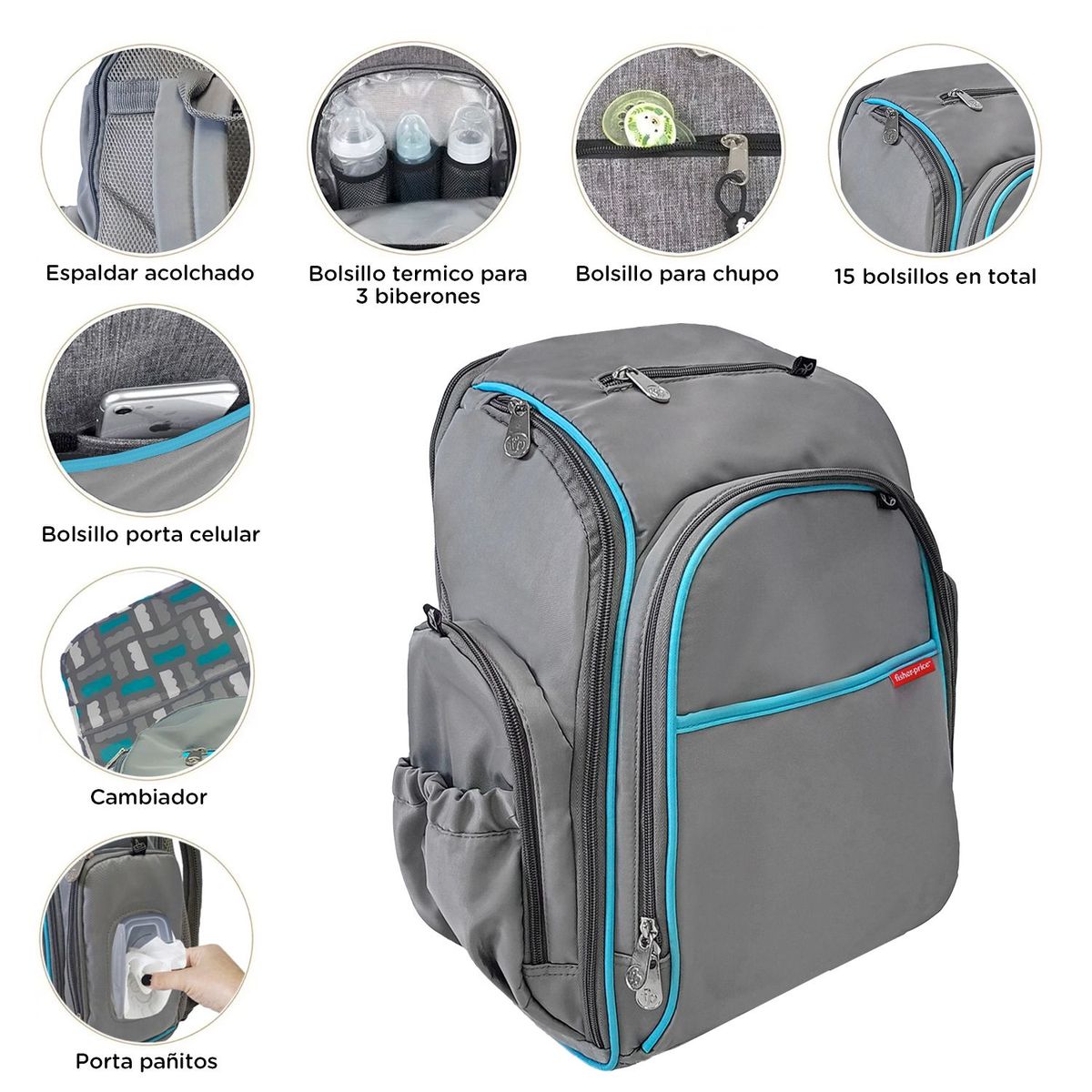 FISHER - Pañalera Unisex Fisher Price de hombro DFP9002