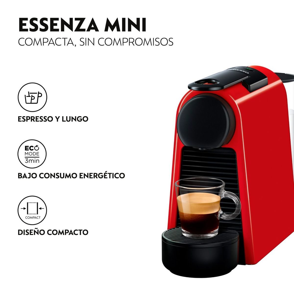 NESPRESSO - Cafetera de Cápsulas Essenza Mini Roja