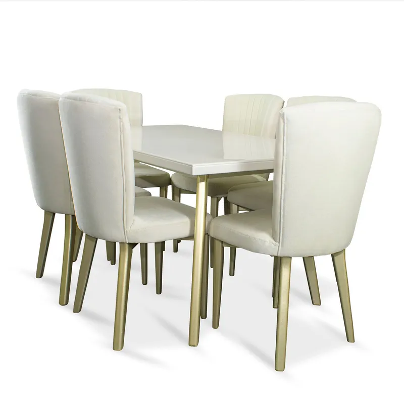 MICA - Juego de Comedor Moderno para 6 Personas Amarillo (Comedor + 6 Sillas) Mica