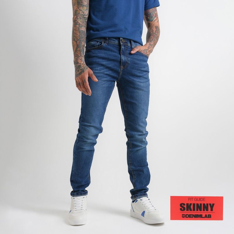 DENIMLAB - Jean 5 Bolsillos Hombre Skinny de Algodón Denimlab