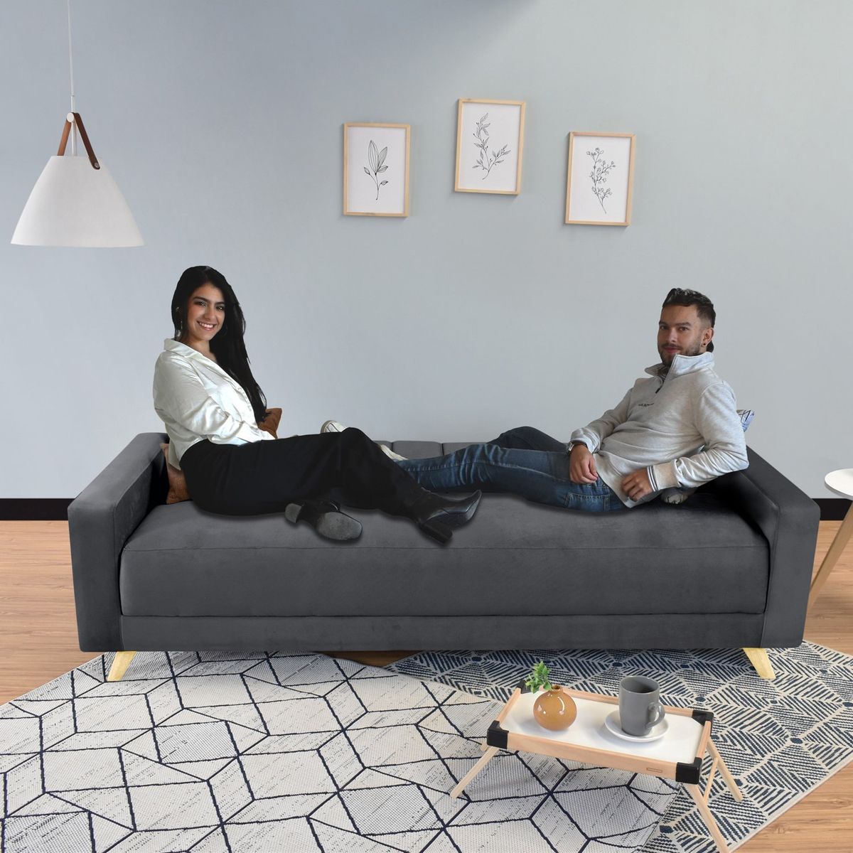 MICA - Sofá Cama Dakar 3 Puestos en Tela 206 x 90 x 80 cm  Mica 