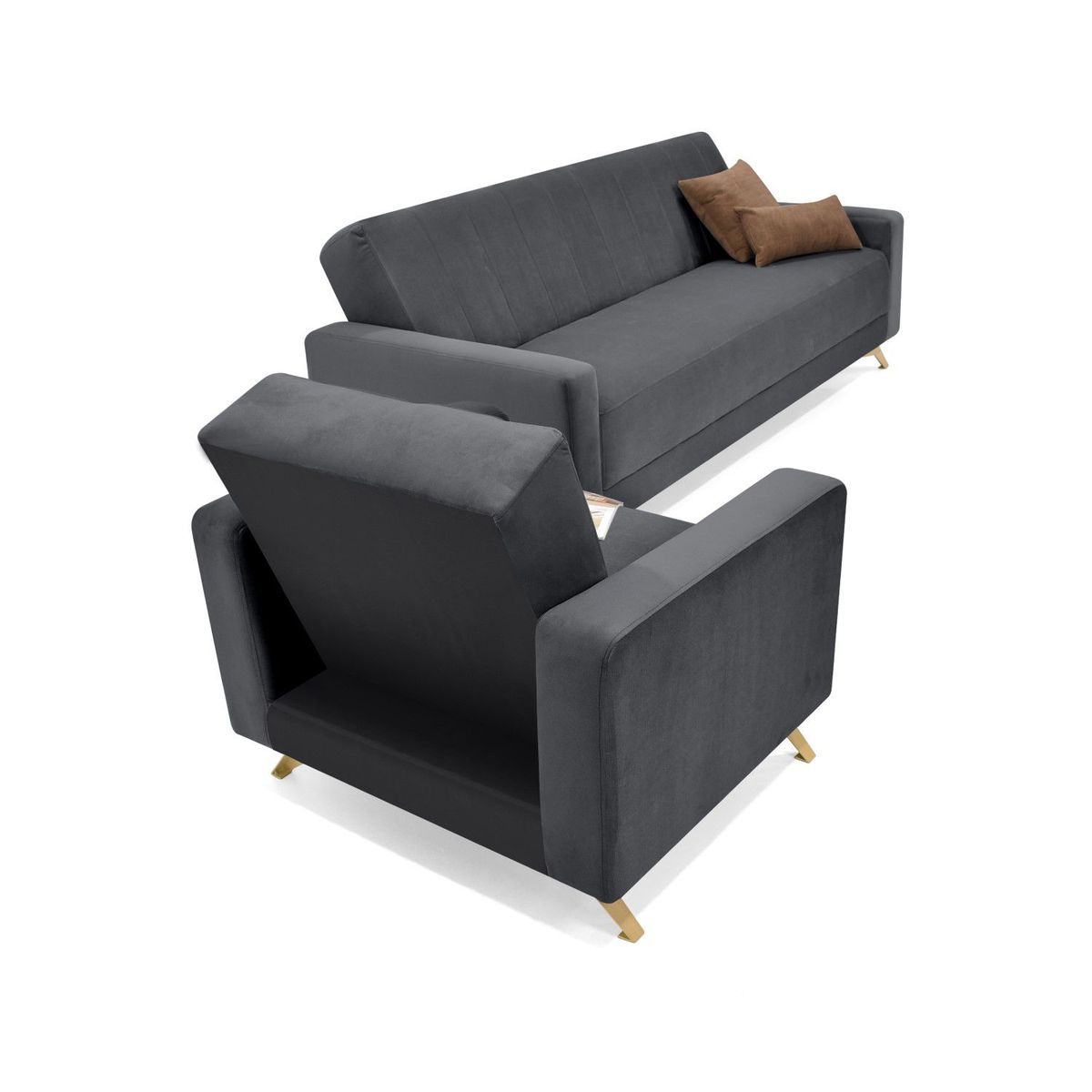 MICA - Juego de Sala en Tela Dakar (Sofá Cama + Poltrona) Mica