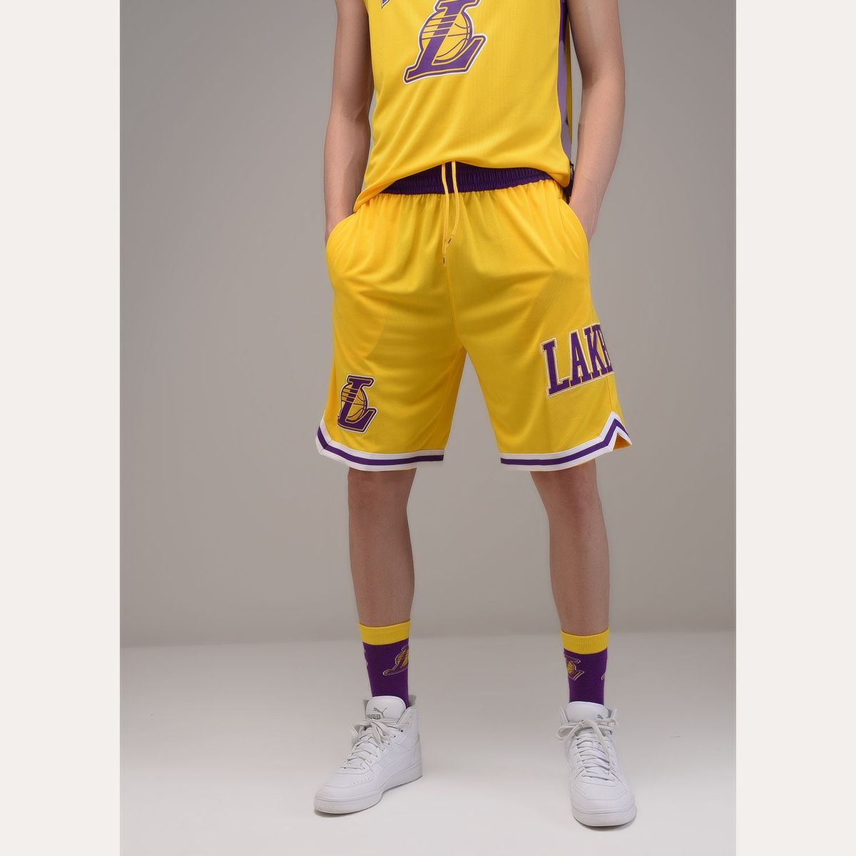 LA LAKERS - Pantaloneta Básquetbol LA lakers Hombre