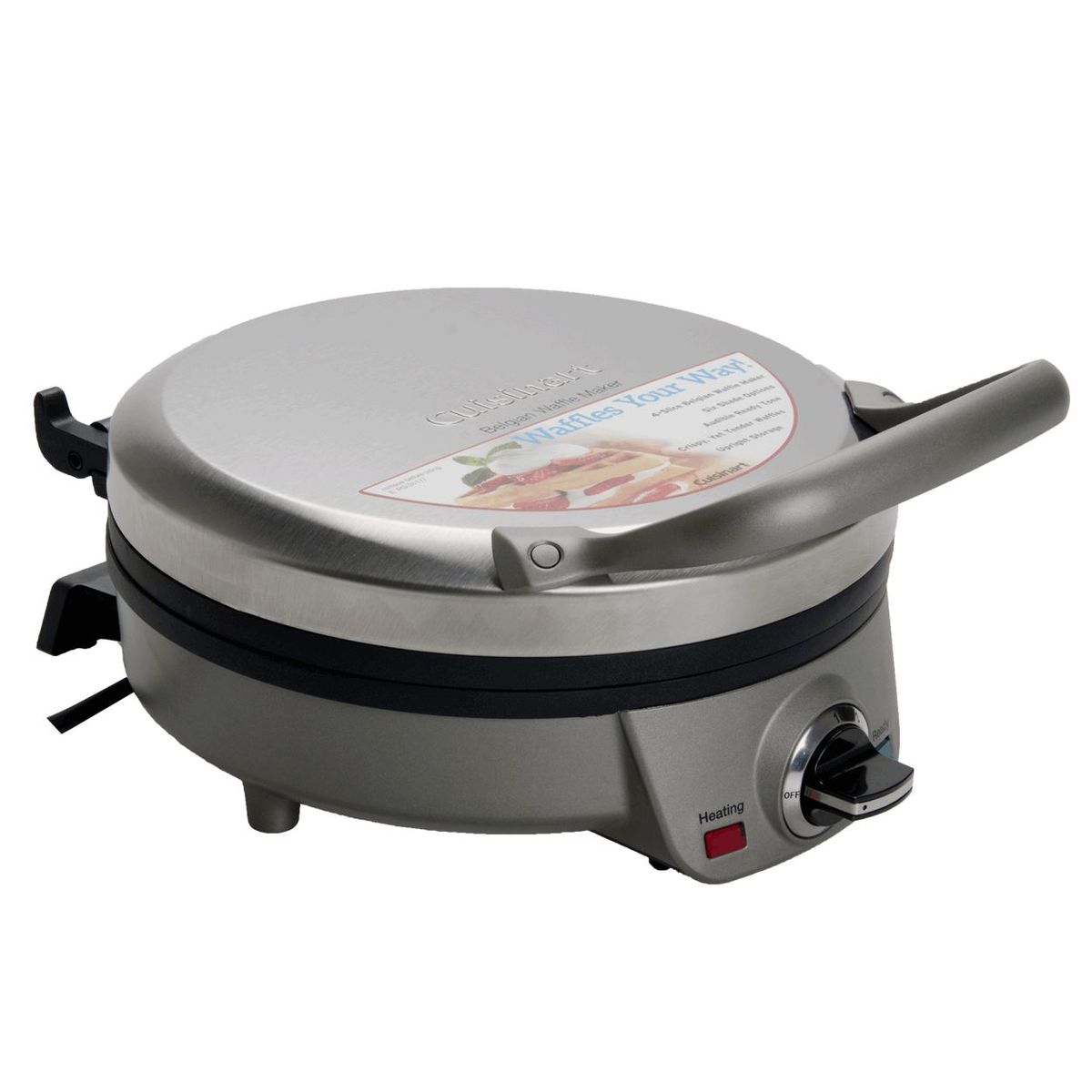 CUISINART - Waflera Cuisinart 4 Puestos, Waflera redonda, antiadherente, diferentes niveles de tostado