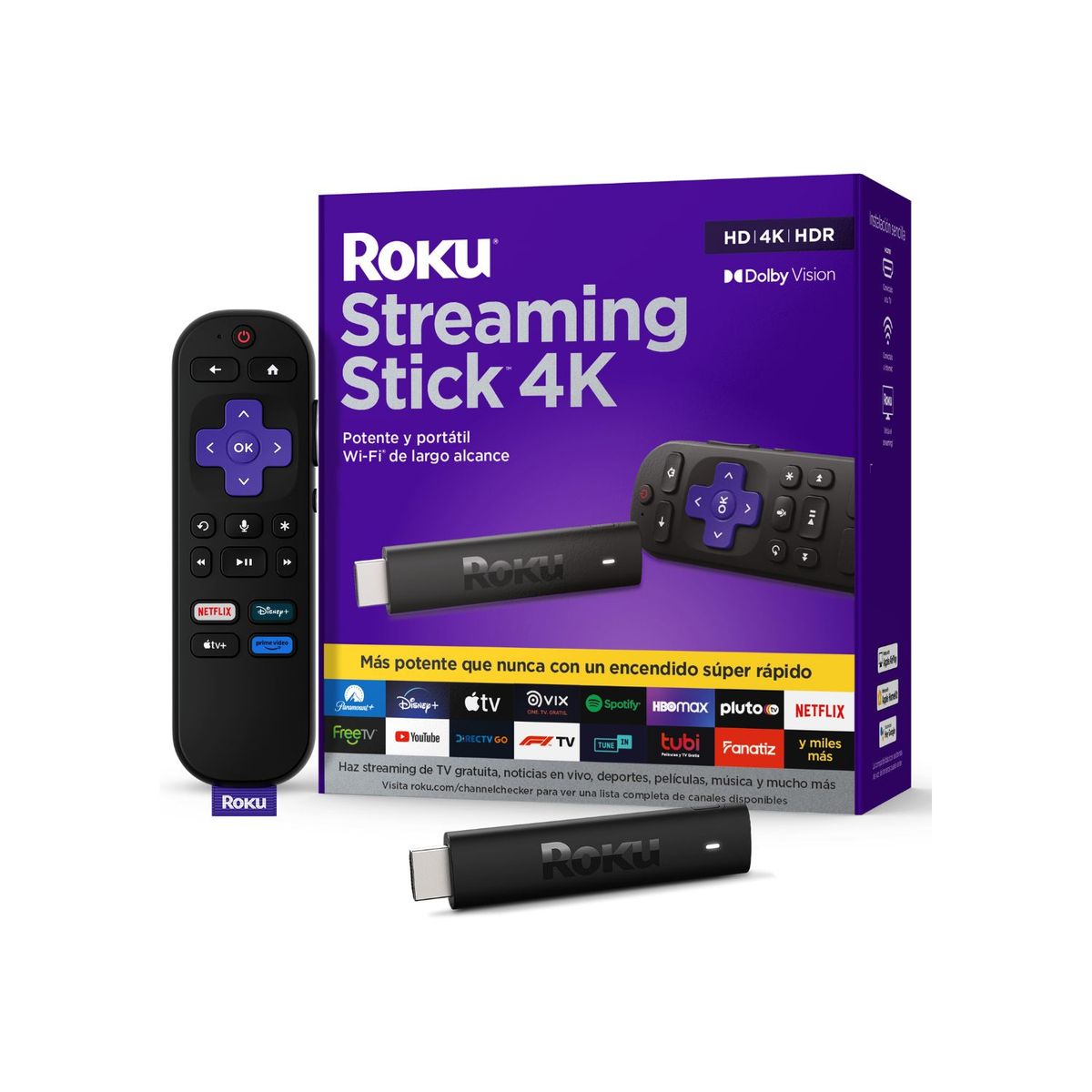 ROKU - Roku Stick 4K | Dispositivo portátil para contenido streaming | Compatible con Alexa, Google Home, Apple Air Play, Apple Home