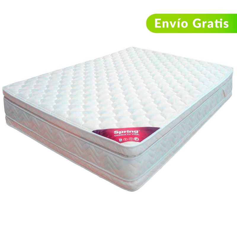 COLCHONES SPRING - Colchón Doble Firmeza Media Ortopédico con Pillow Resortado Descanso Perfecto 140 x 190 cm Colchones Spring