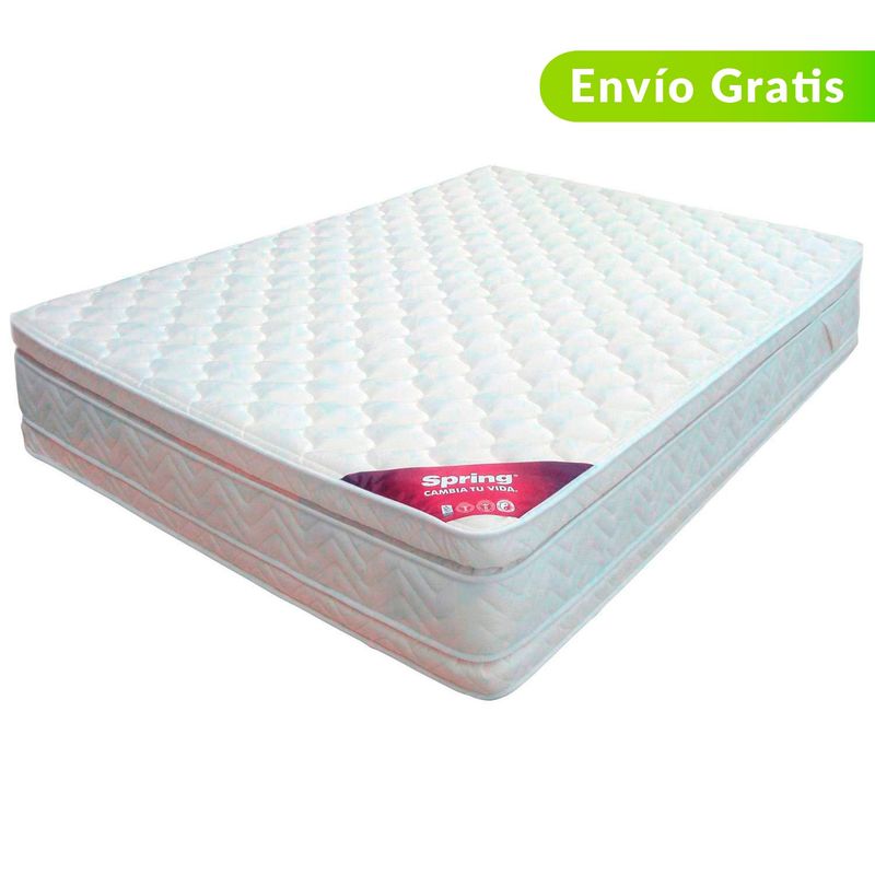 COLCHONES SPRING - Colchón Queen Firmeza Media Ortopédico con Pillow Resortado Descanso Perfecto 160 x 190 cm Colchones Spring