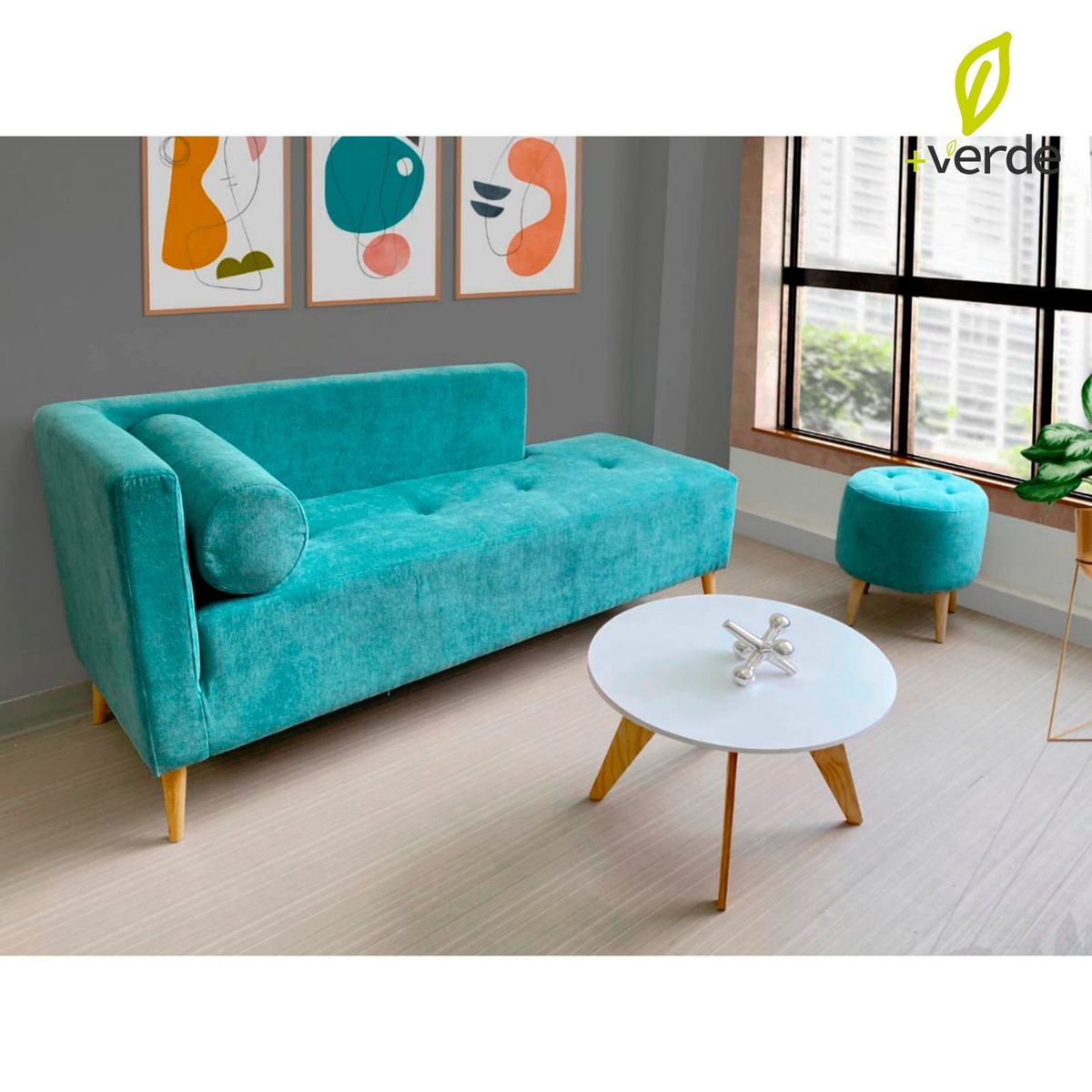 DKO DESIGN - Juego de Sala Sofá 3 Puestos + Puff + Mesa de Centro DKO Design