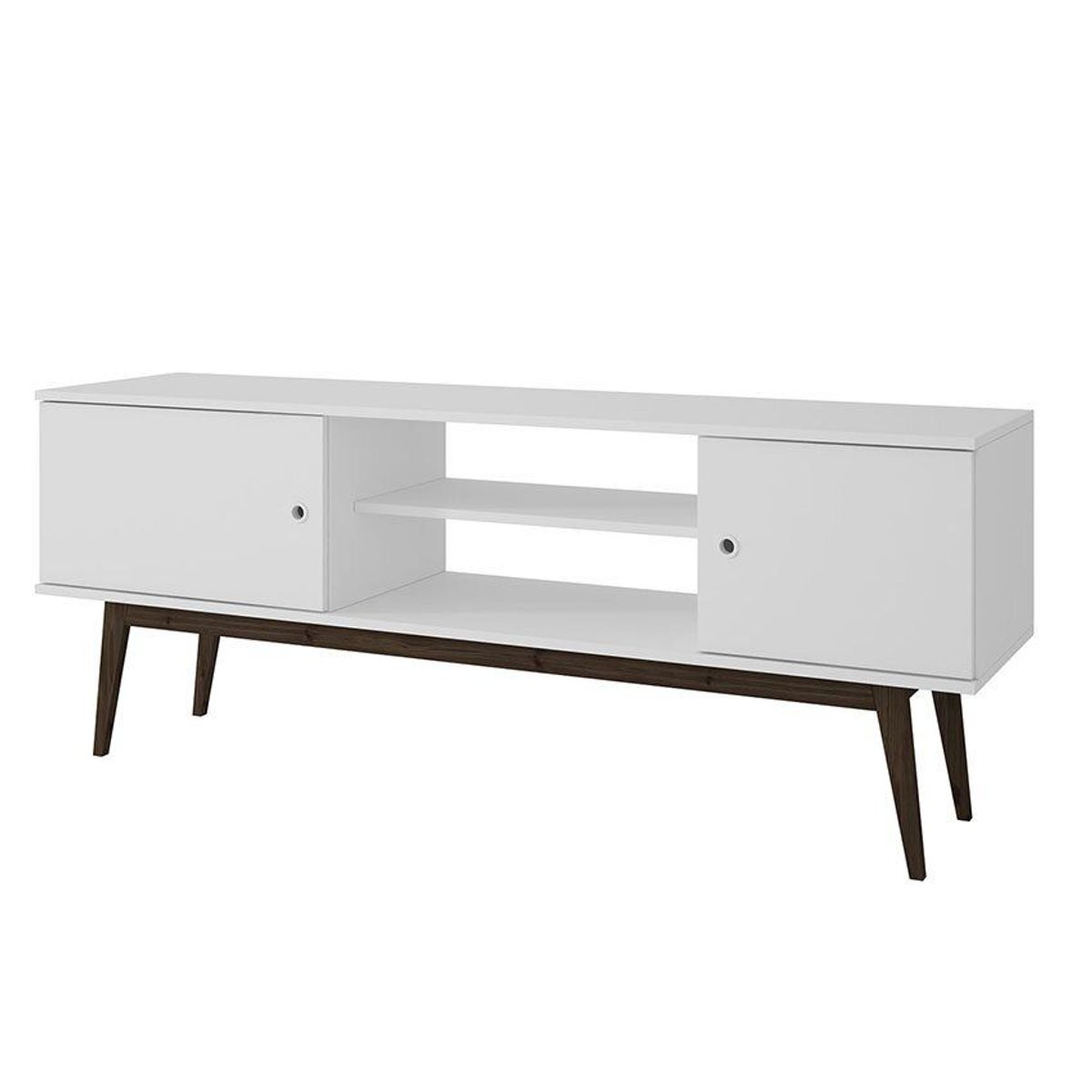 MUEBLES 20 20 - Mesa De Tv Niagara Blanco/Roble Oscuro