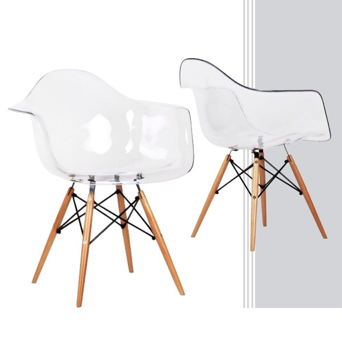 EKONOMODO - Silla Eames Con Brazos Acrílico Transparente