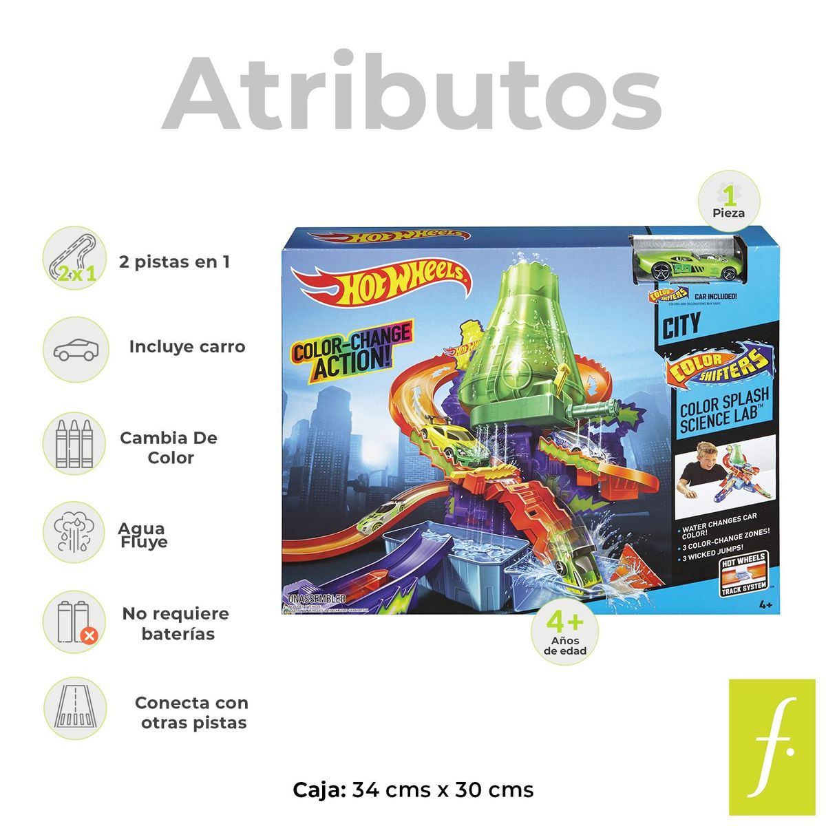 HOT WHEELS - Pista de carro Hot Wheels: Laboratorio Científico. Incluye 1 carro.
