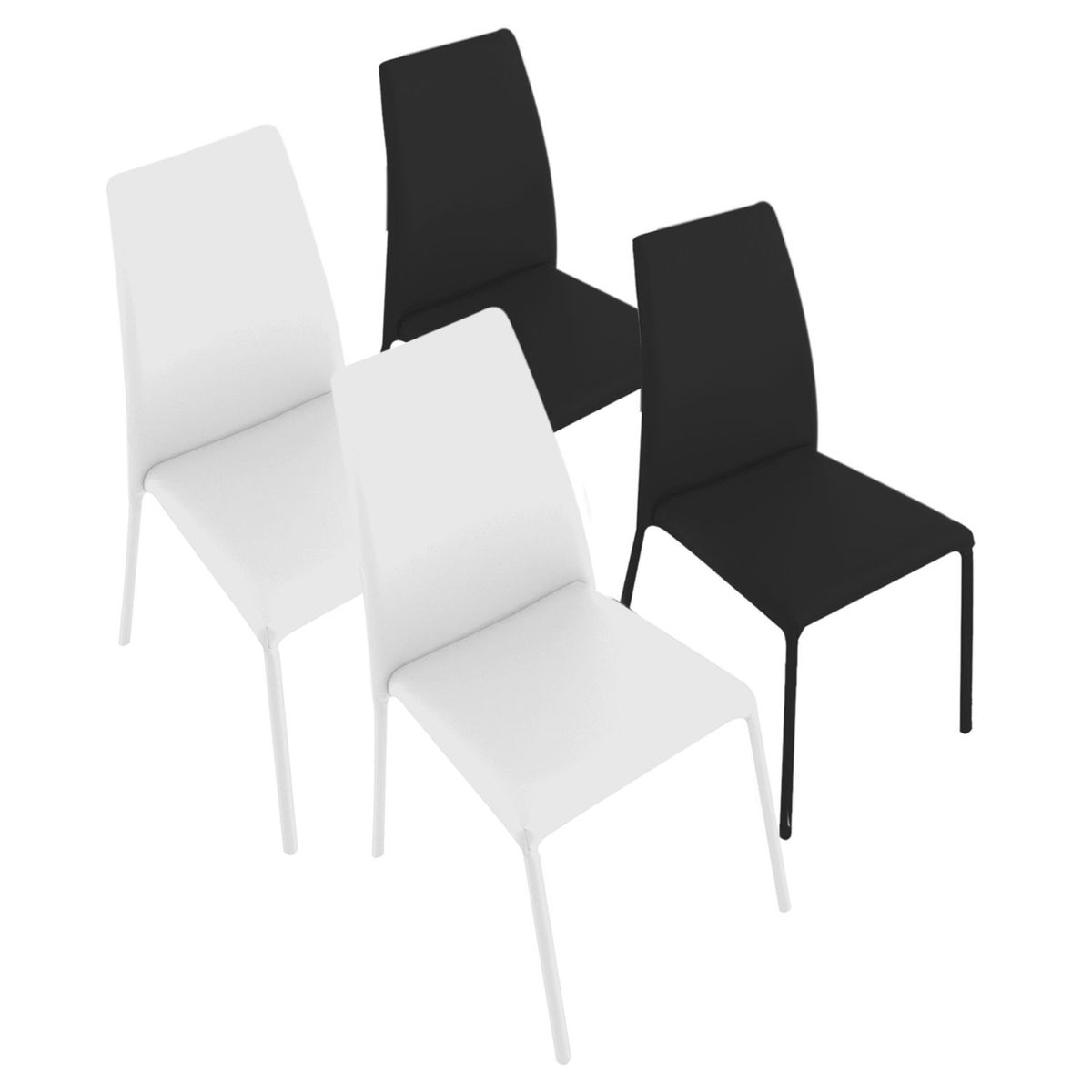 MICA - Combo Sillas de Comedor Loft x4 Negro-Blanco