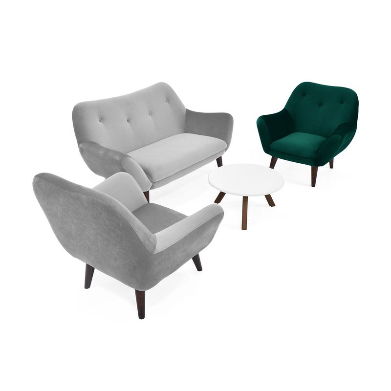 MICA - Juego de Sala Moderno en Poliéster (Sofá 2 Puestos + 2 Poltronas + Mesa de Centro) Laos Croacia Mica