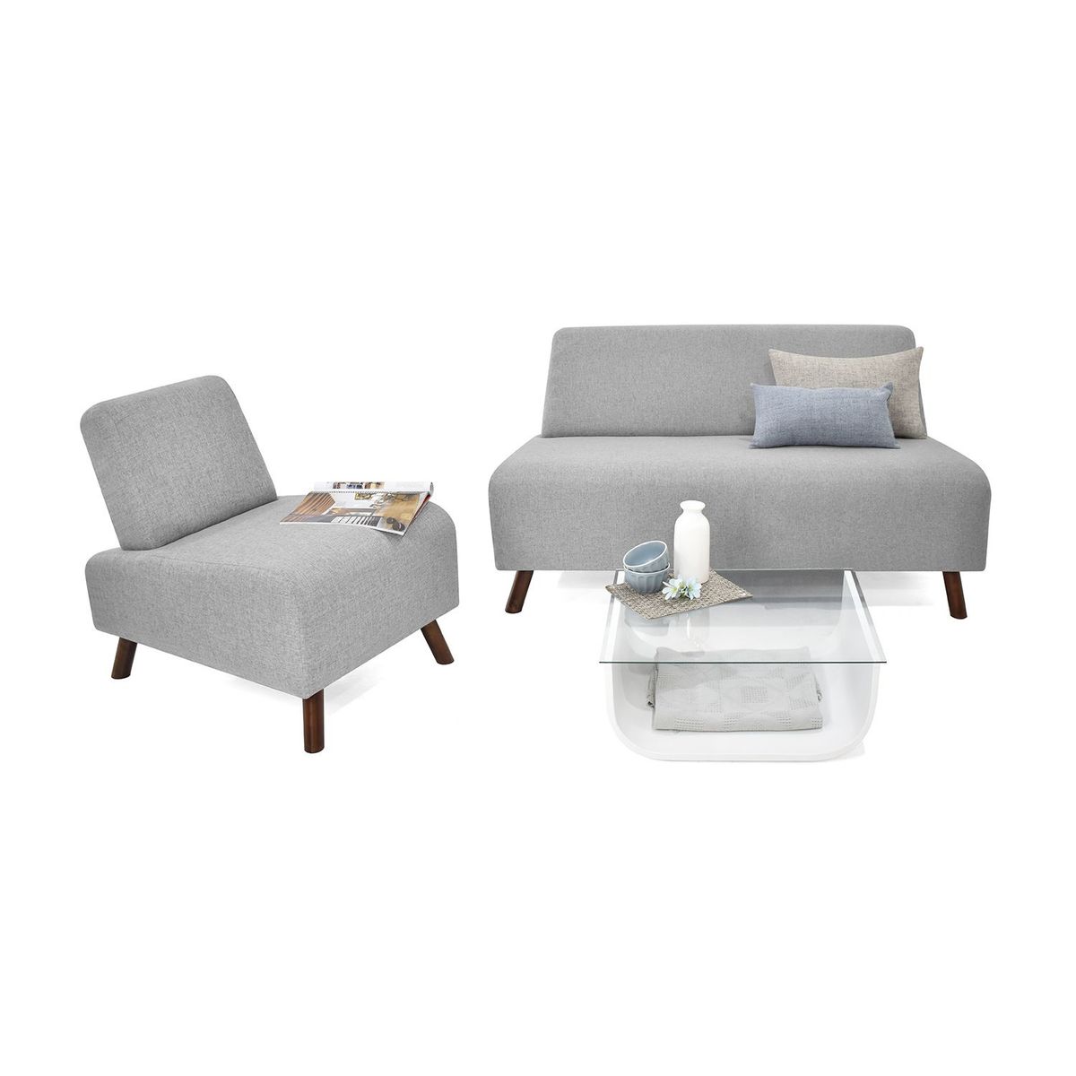 MICA - Juego de Sala Moderno en Poliéster (Sofá + Poltrona + Mesa de Centro) Mislata Laos Mica