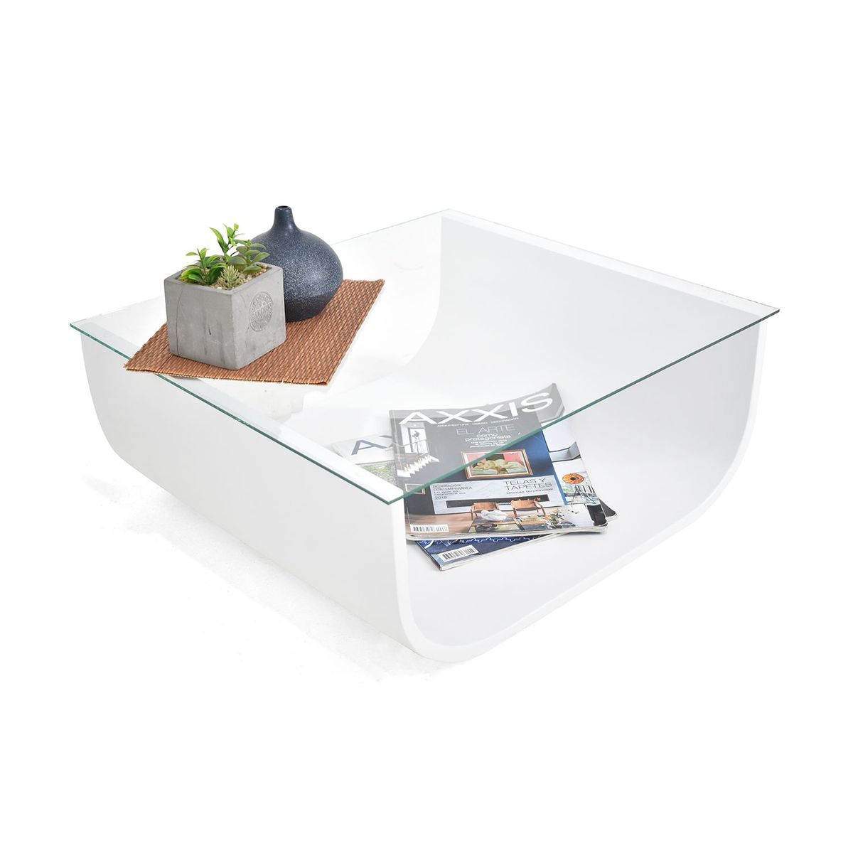 MICA - Mesa de Centro Moderna Rectangular  en Vidrio Laos 63 x 26 x 56 cm Mica  - Mueble