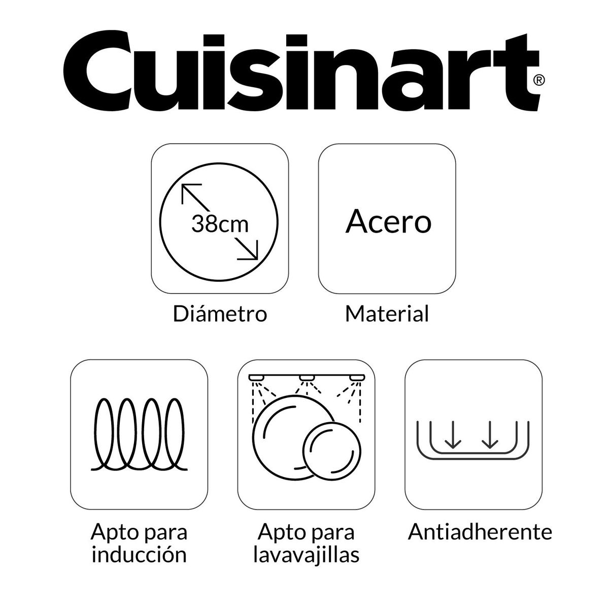 CUISINART - Paellera Cuisinart Antiadherente Acero 38 cm