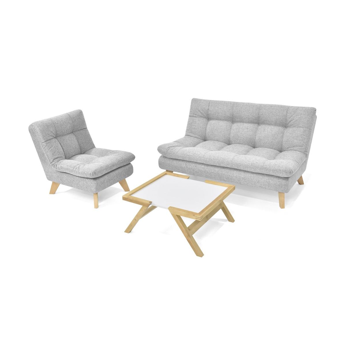 VENECIA - Juego de Sala Moderno en Tela (Sofá Cama + Poltrona + Mesa de Centro) Tulsa Dresde Venecia