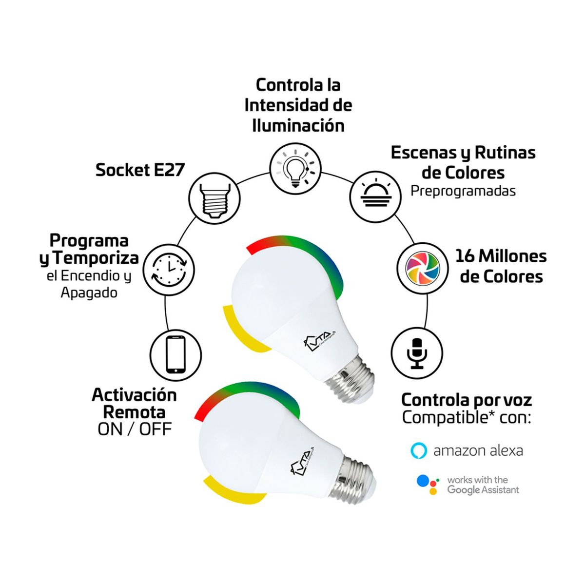 VTA PLUS - Combo Bombillos VTA LED Inteligente Ahorrador 