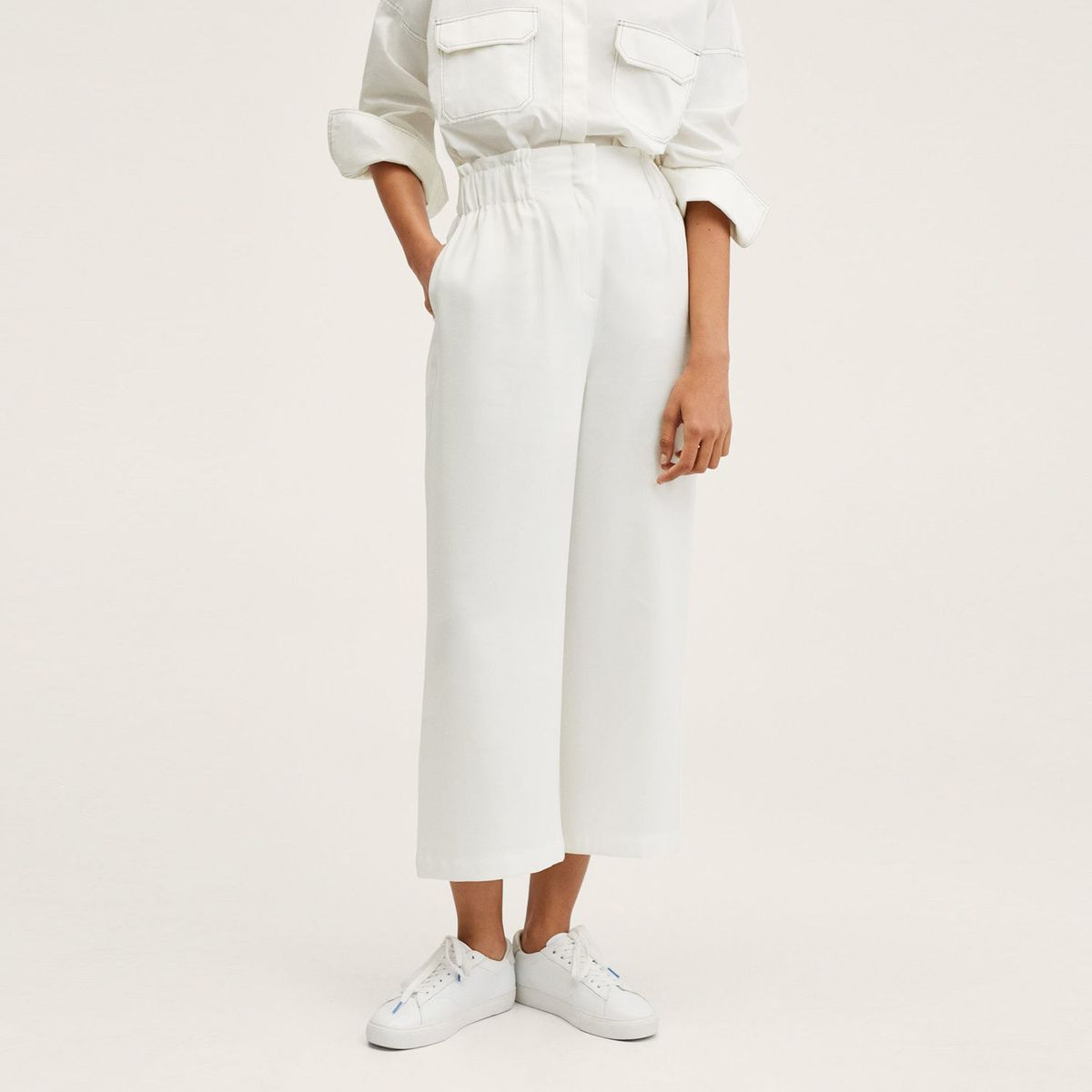 MANGO - Pantalón Mujer Palazzo Alto MNG