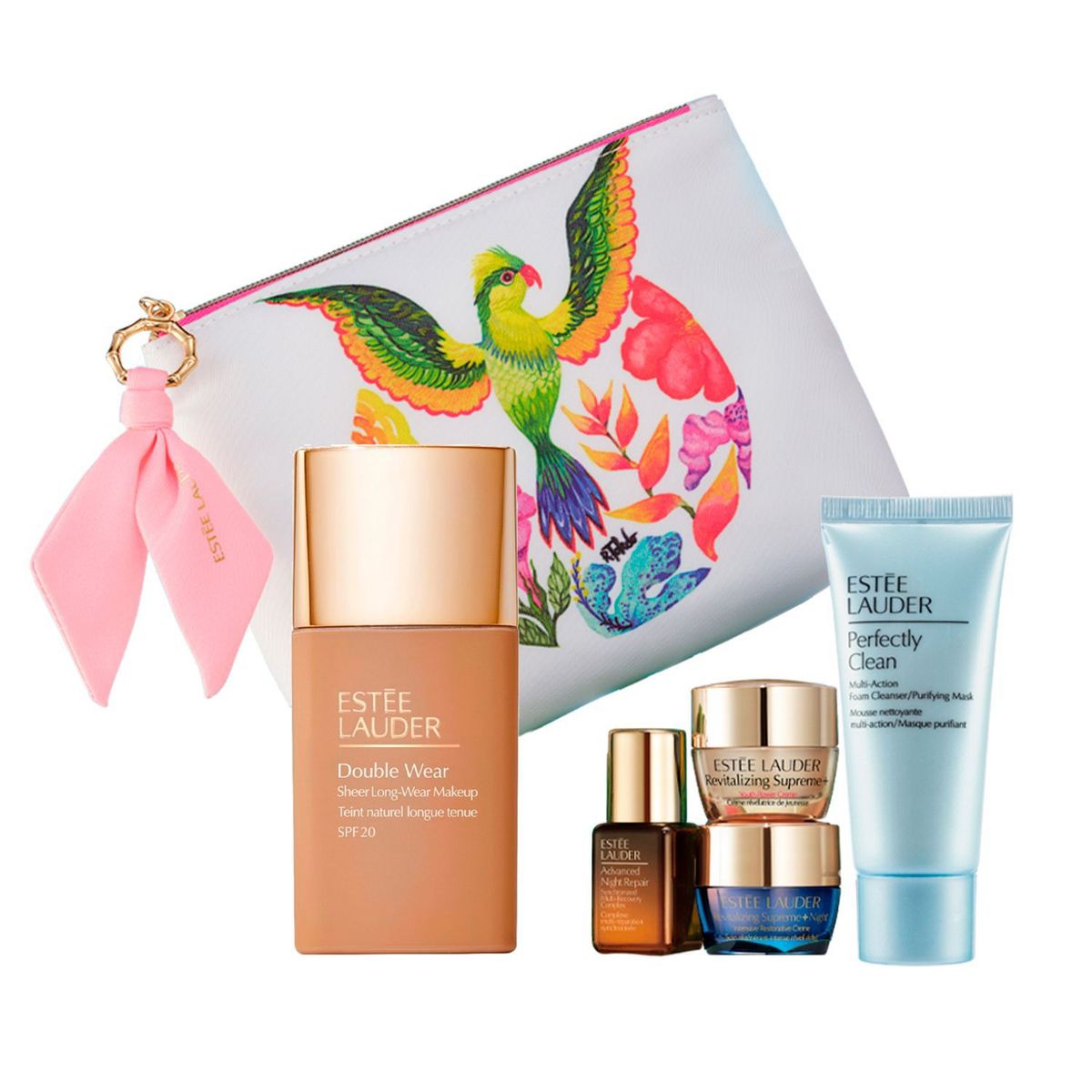 ESTEE LAUDER - Base Estee Lauder Double Wear Sheer Matte Long-Wear Makeup SPF 20, 30 ml  + Espuma Limpiadora 30 ml + Sérum 7 ml + Crema Antiedad 5 ml +Crema Reafirmante Noche 5 ml + Cosmetiquera