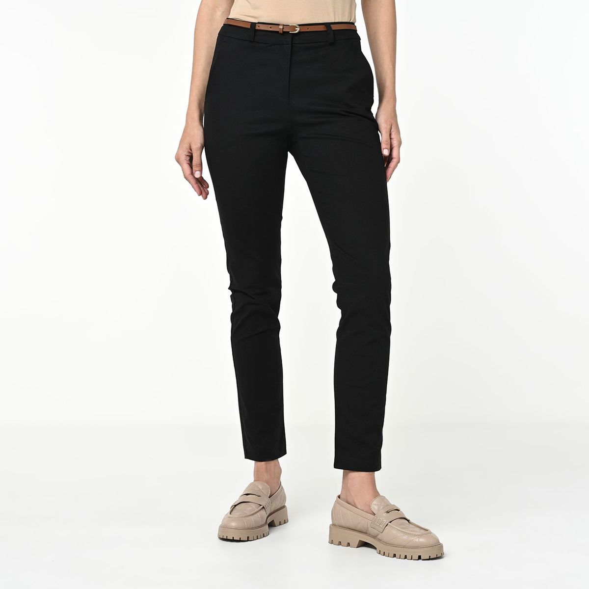 BASEMENT - Pantalón Skinny para Mujer Tiro medio de Algodón Basement