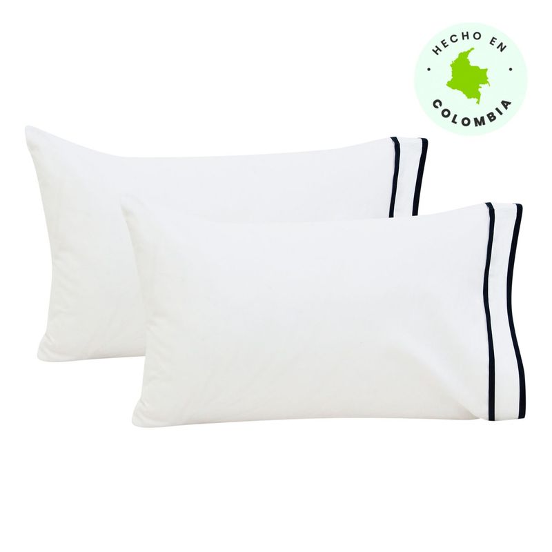 BASEMENT HOME - Funda de Almohada Set x 2 en algodón 50x75 cm 400 Hilos Hotel collection Basement Home