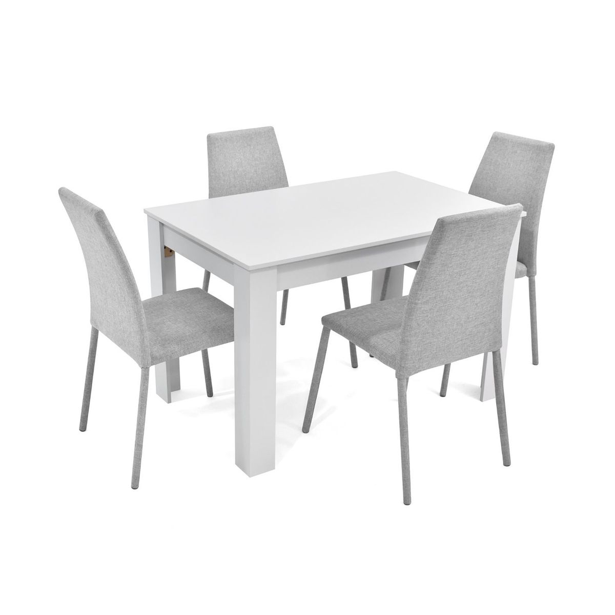 MICA - Juego de Comedor Moderno para 4 Personas en Aglomerado MDP Gris Blanco (Comedor + 4 Sillas) Mica