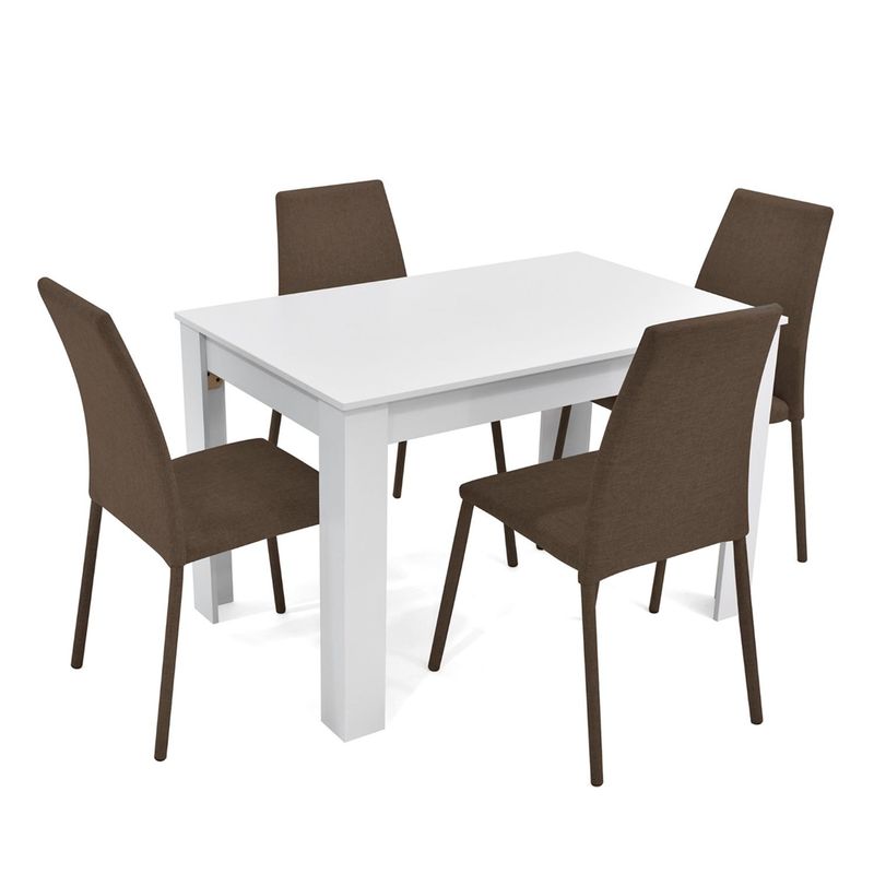 MICA - Juego de Comedor Moderno para 4 Personas en Aglomerado MDP Café Blanco (Comedor + 4 Sillas) Mica