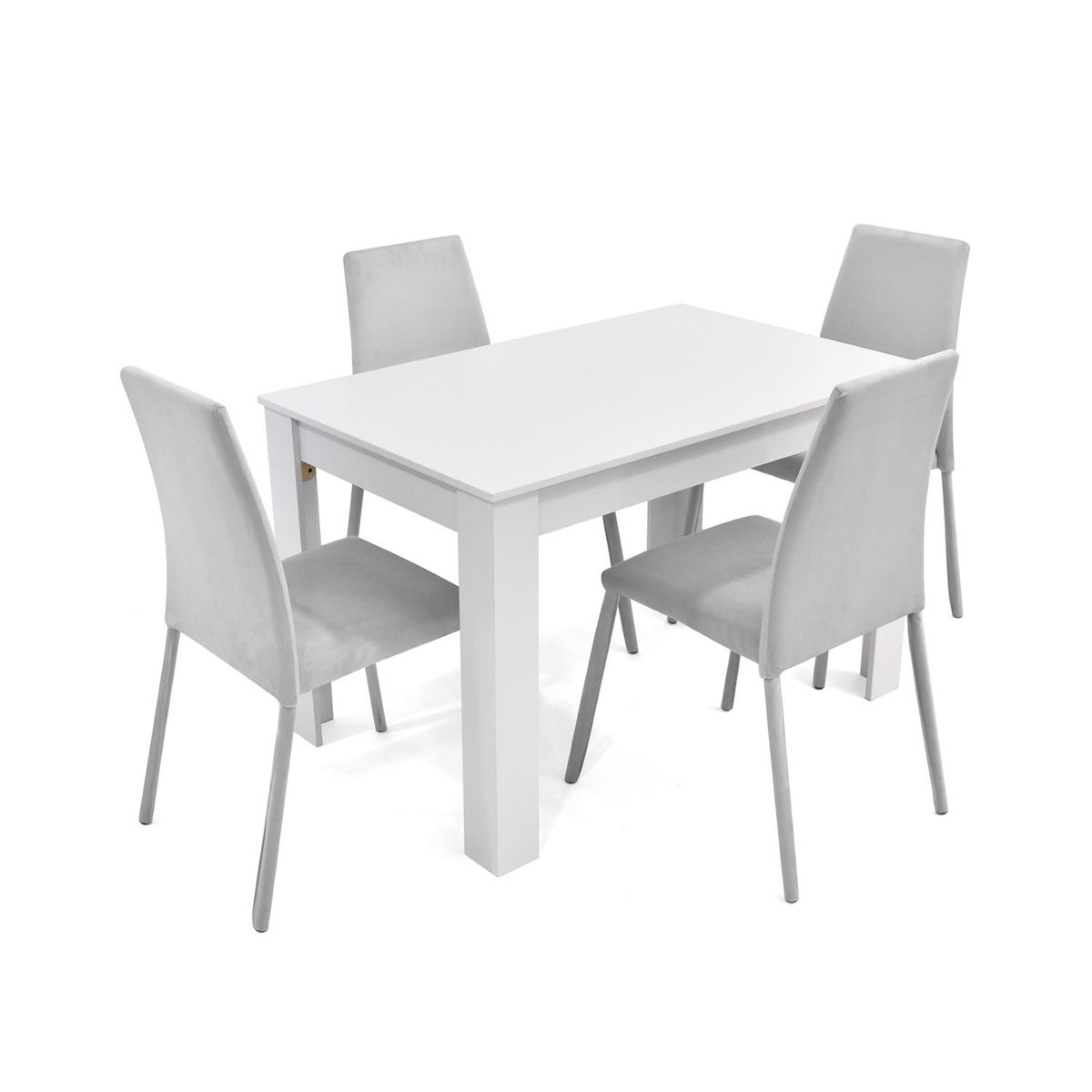MICA - Juego de Comedor Moderno para 4 Personas en Aglomerado MDP Gris Blanco (Comedor + 4 Sillas) Mica