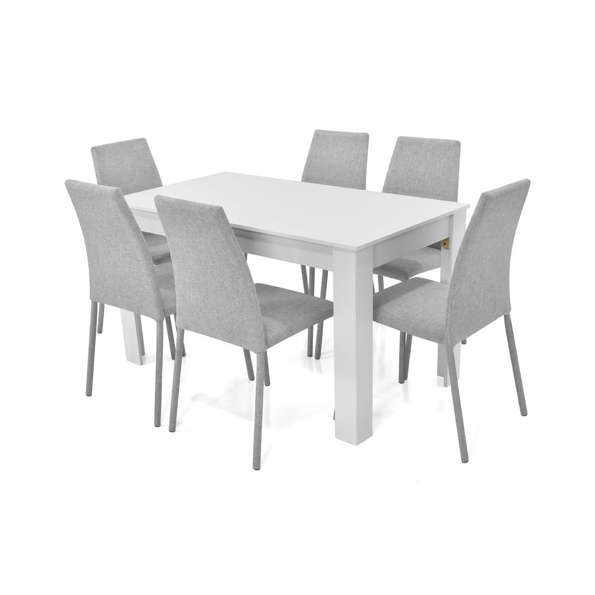 MICA - Juego de Comedor Moderno para 6 Personas en Aglomerado MDP Gris Blanco (Comedor + 6 Sillas) Mica
