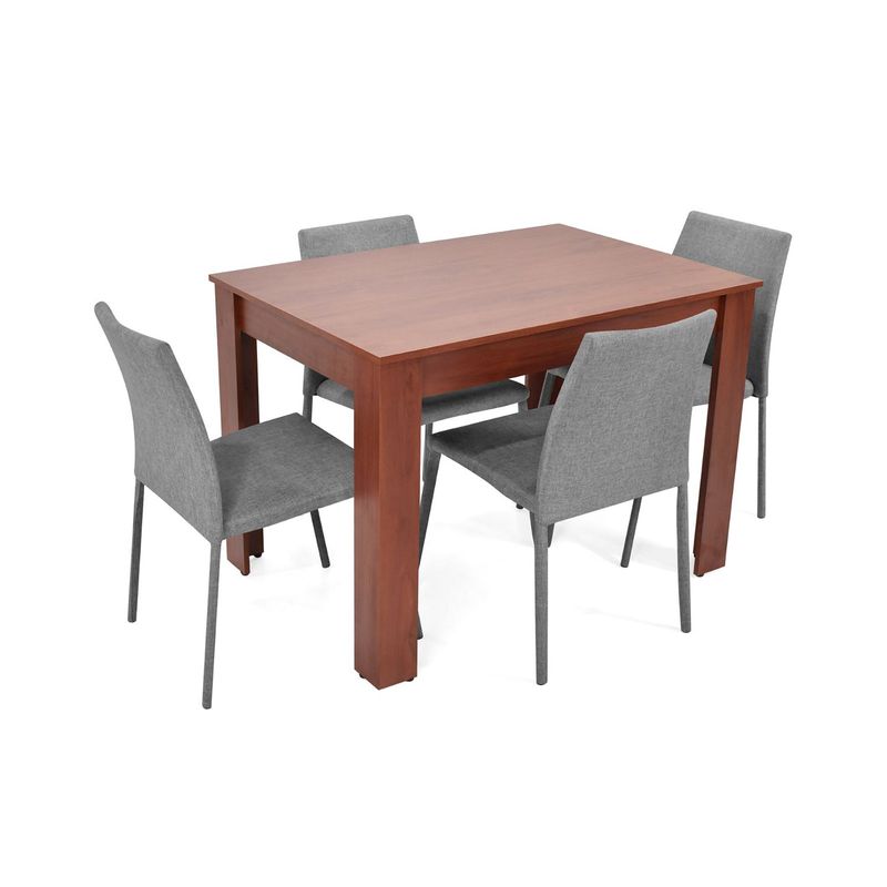 MICA - Juego de Comedor Moderno para 4 Personas en Aglomerado MDP Gris Café (Comedor + 4 Sillas) Mica