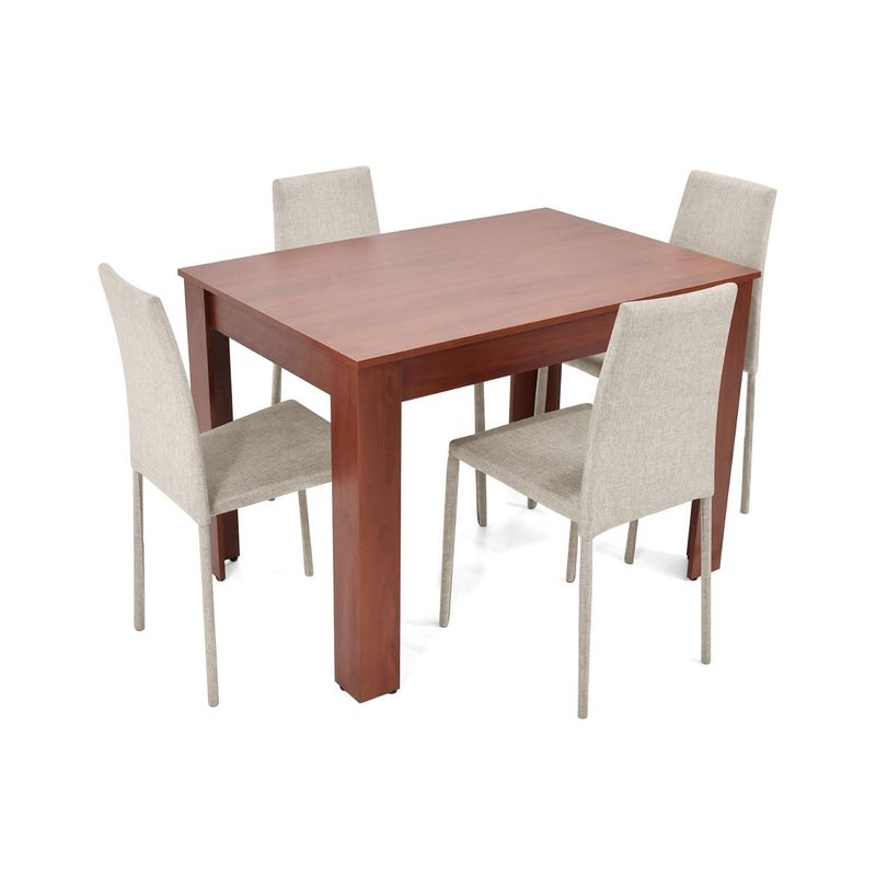 MICA - Juego de Comedor Moderno para 4 Personas en Aglomerado MDP Gris Café (Comedor + 4 Sillas) Mica