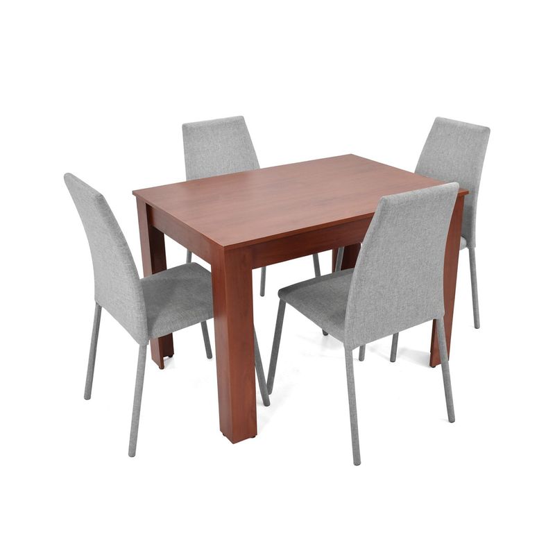 MICA - Juego de Comedor Moderno para 4 Personas en Aglomerado MDP Gris Café (Comedor + 4 Sillas) Mica