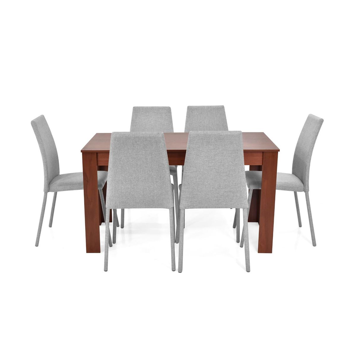 MICA - Juego de Comedor Moderno para 6 Personas en Aglomerado MDP Café Gris (Comedor + 6 Sillas) Mica