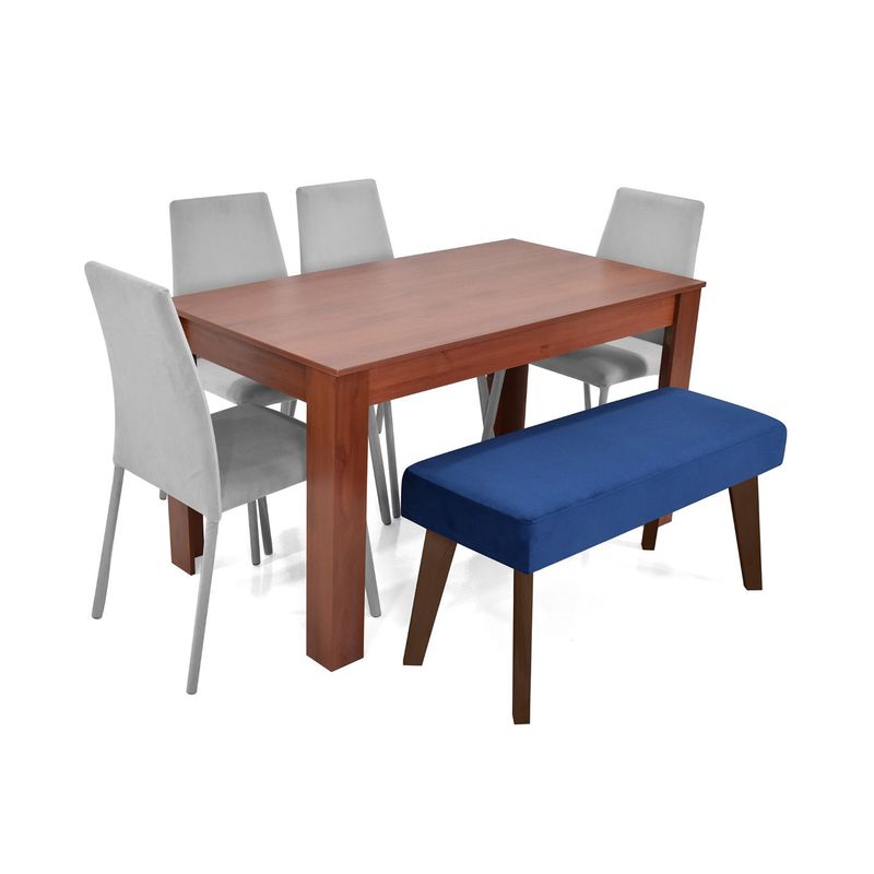 MICA - Juego de Comedor Moderno para 6 Personas en Aglomerado MDP (Comedor + 4 Sillas + 1 Banca) Mica