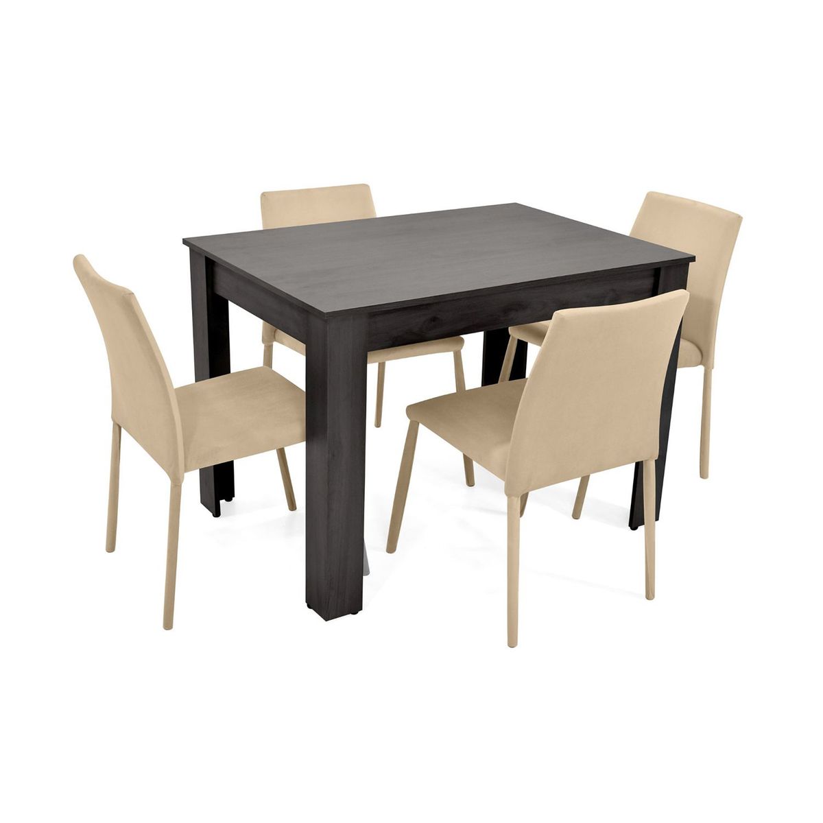 MICA - Juego de Comedor Moderno para 4 Personas en Aglomerado MDP Beige Negro (Comedor + 4 Sillas) Mica