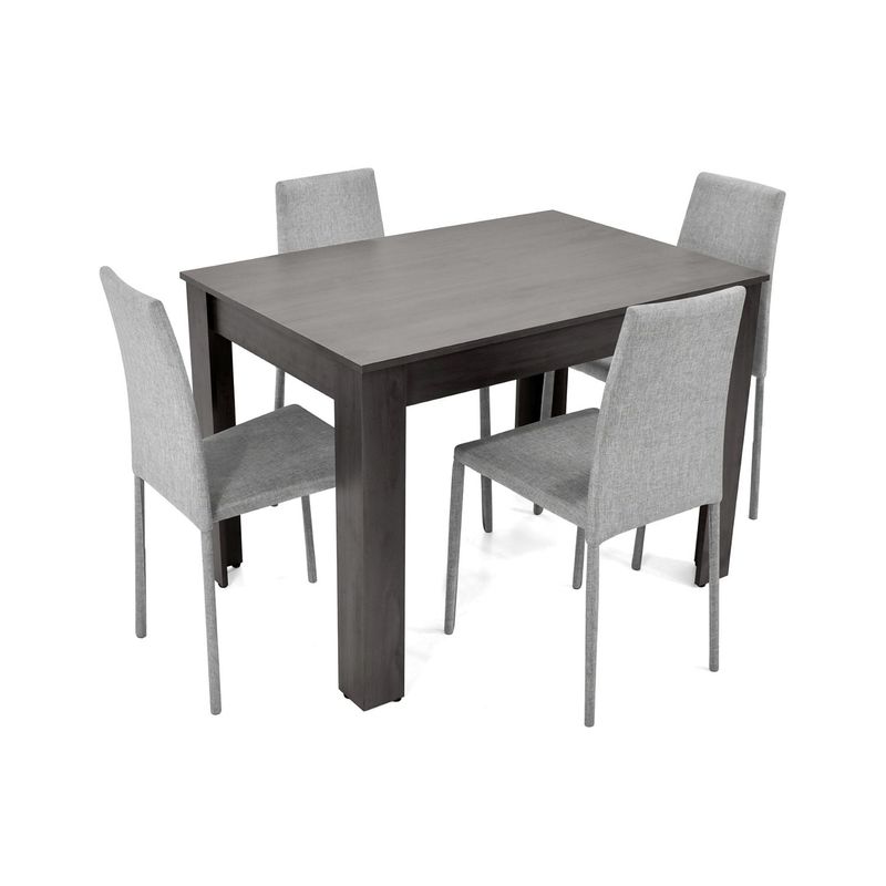 MICA - Juego de Comedor Moderno para 4 Personas en Aglomerado MDP Gris Negro (Comedor + 4 Sillas) Mica