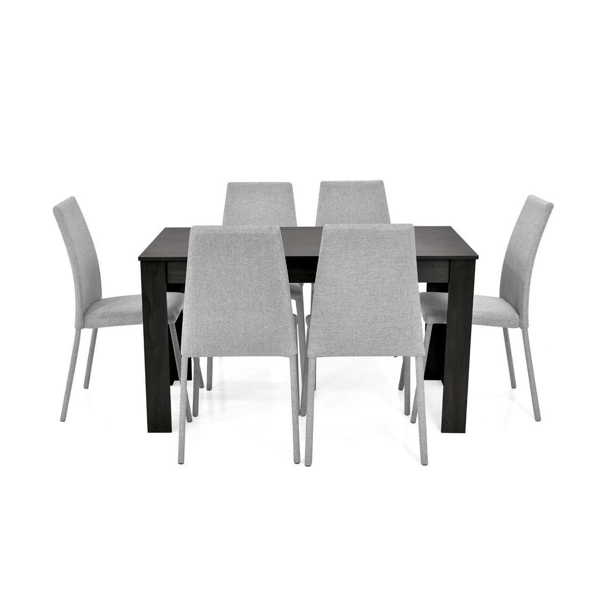 HOGAR VENECIA - Juego de Comedor Moderno para 4 Personas en Aglomerado MDP Gris Negro (Comedor + 6 Sillas) Mica