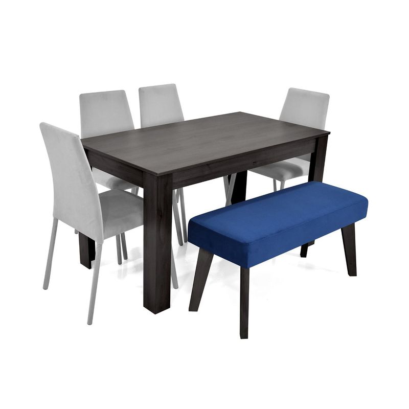 MICA - Juego de Comedor Moderno para 6 Personas en Aglomerado MDP (Comedor + 4 Sillas + 1 Banca) Mica