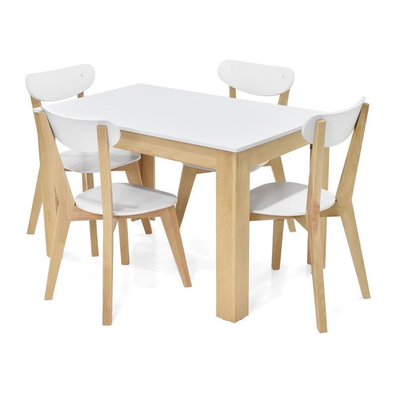 MICA - Juego de Comedor Moderno para 4 Personas en Aglomerado MDP Blanco (Comedor + 4 Sillas) Mica