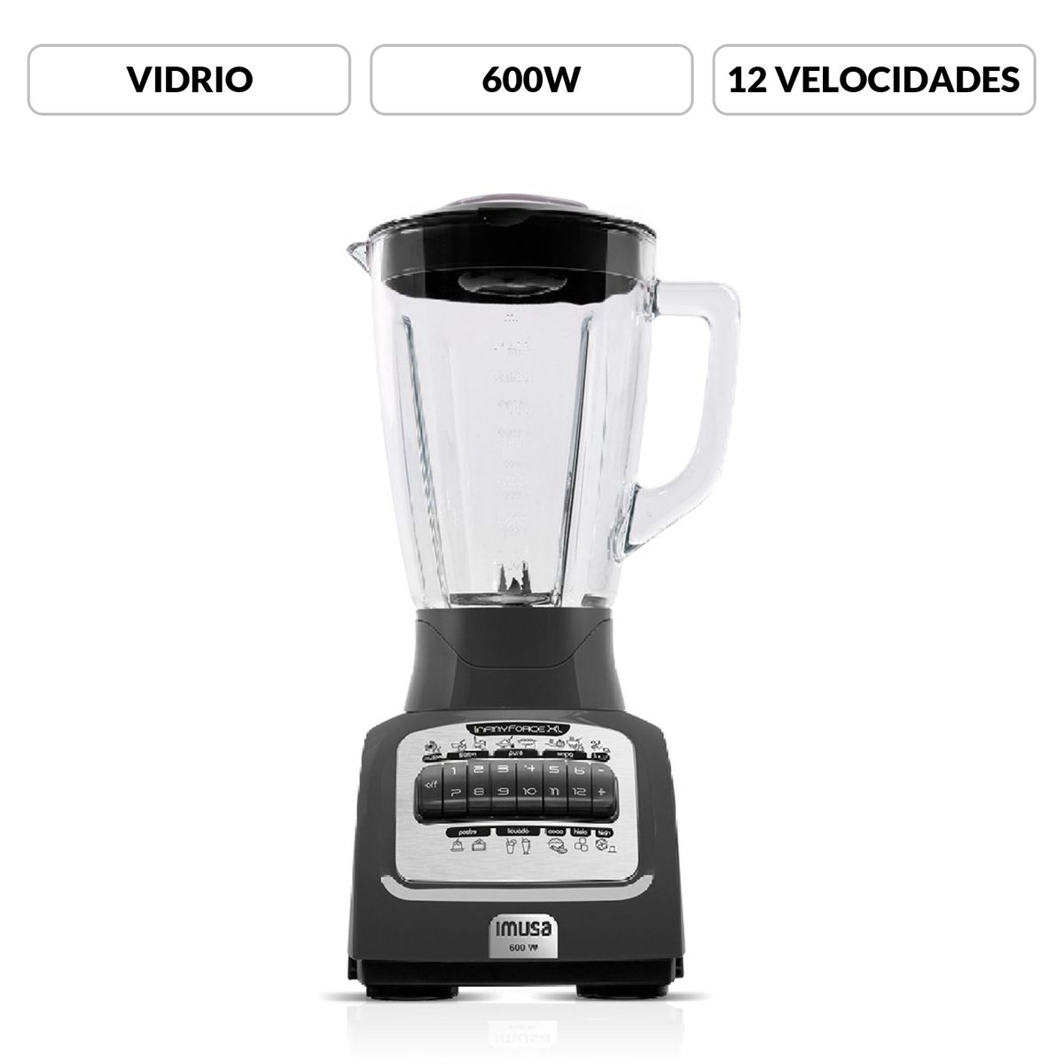 IMUSA - Licuadora Imusa Infiny Force XL 12 Velocidades 600 W