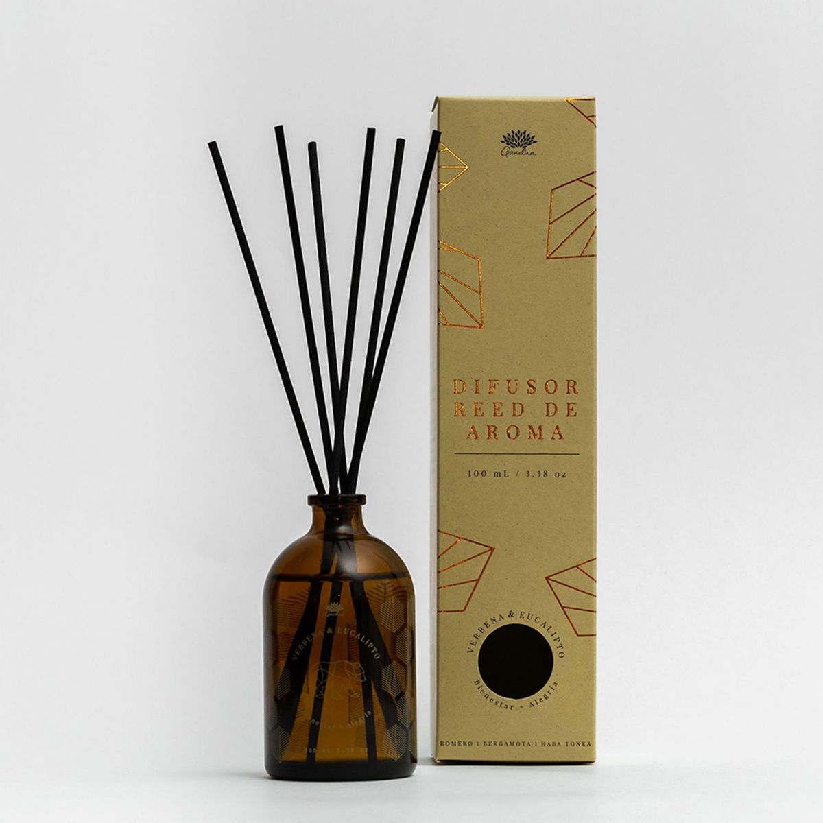 GANDHA - Aromatizador Verbena y Eucalipto Vidrio 23 x 5.5 cm